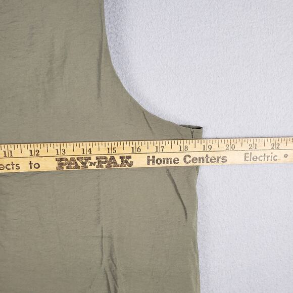 Banana Republic M Sleeveless V-Neck Midi Dress Olive Green Pockets Lagenlook - Picture 5 of 9